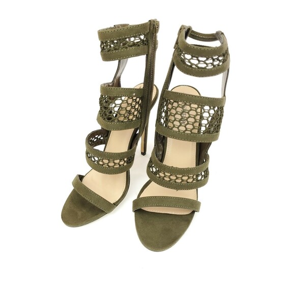 Justfab Lonne Olive Mesh Faux Suede Dress Sandals Size US 8 - Picture 3 of 9